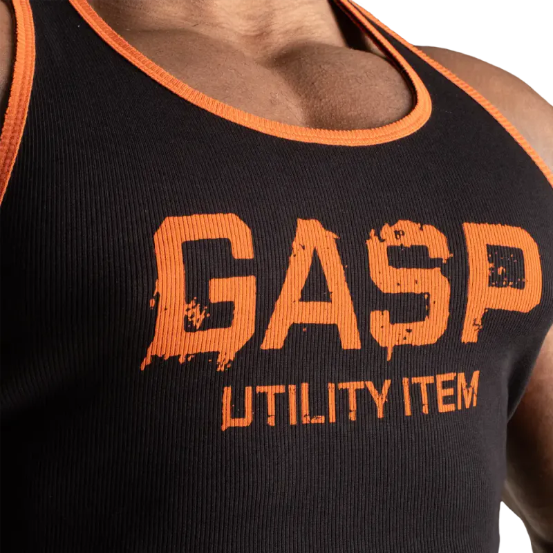 Gasp Ribbed T-back, svart/oransje singlet