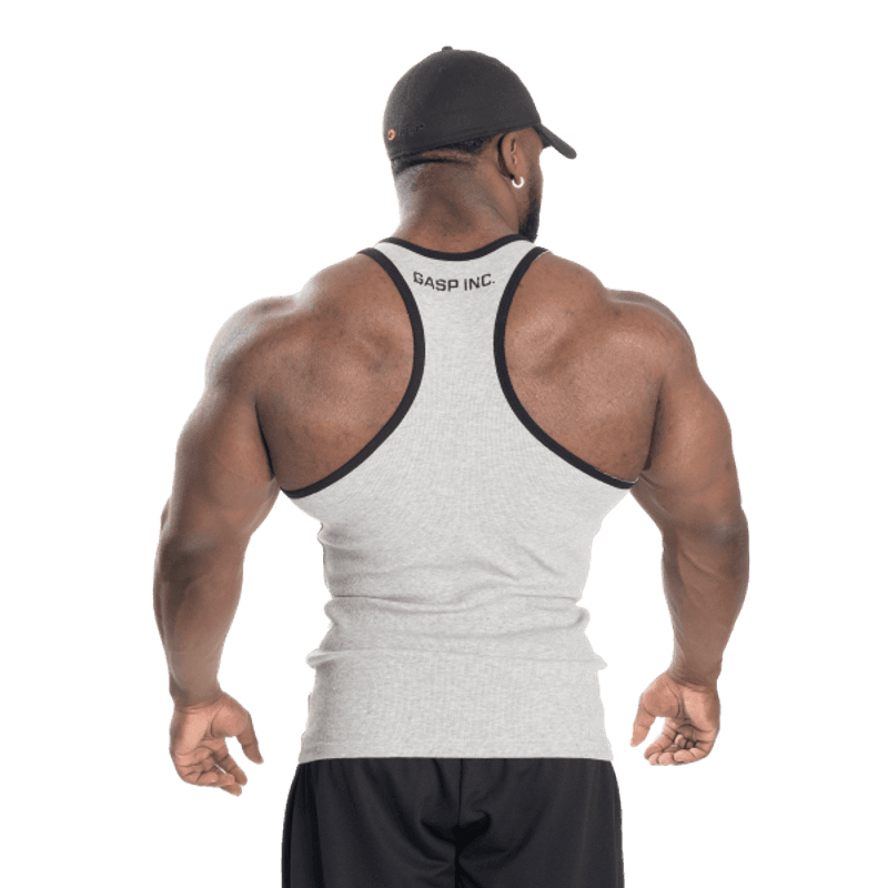 Gasp Ribbed T-back, grå singlet