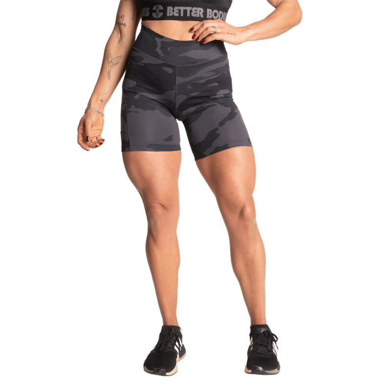Better Bodies High Waist Shorts, mørk camo treningsshorts