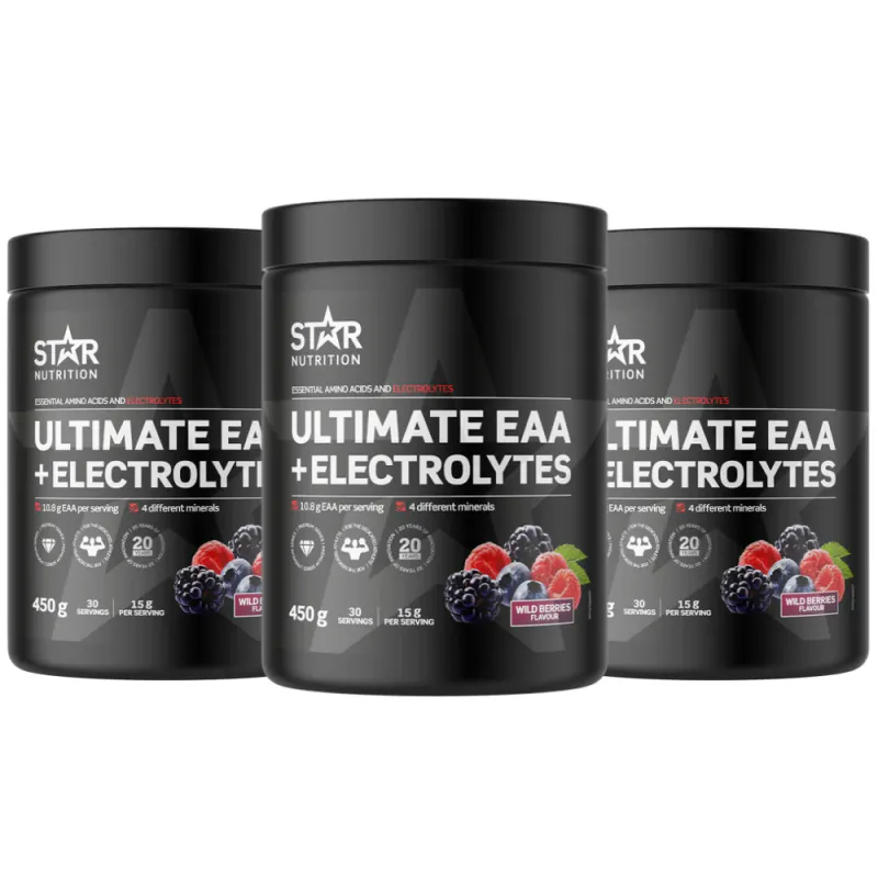 3 x Ultimate EAA + Electrolytes 450 g, aminosyrer og elektrolytter