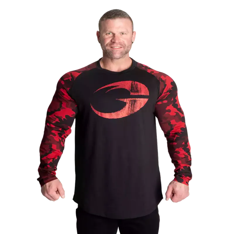 Gasp Original Raglan ls, svart/rød camo genser