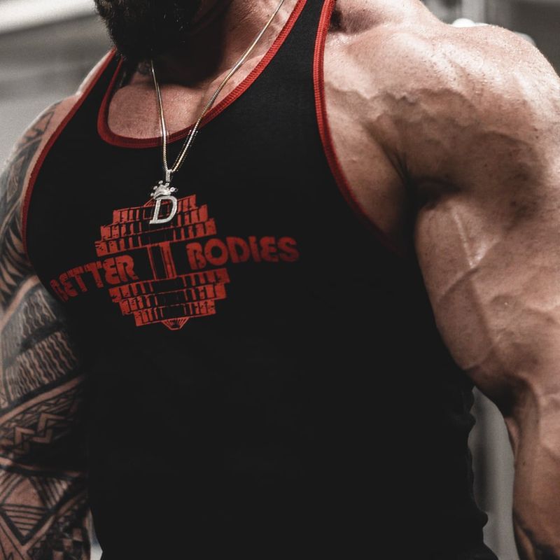 Better Bodies Dumbbell T-back, svart/rød singlet