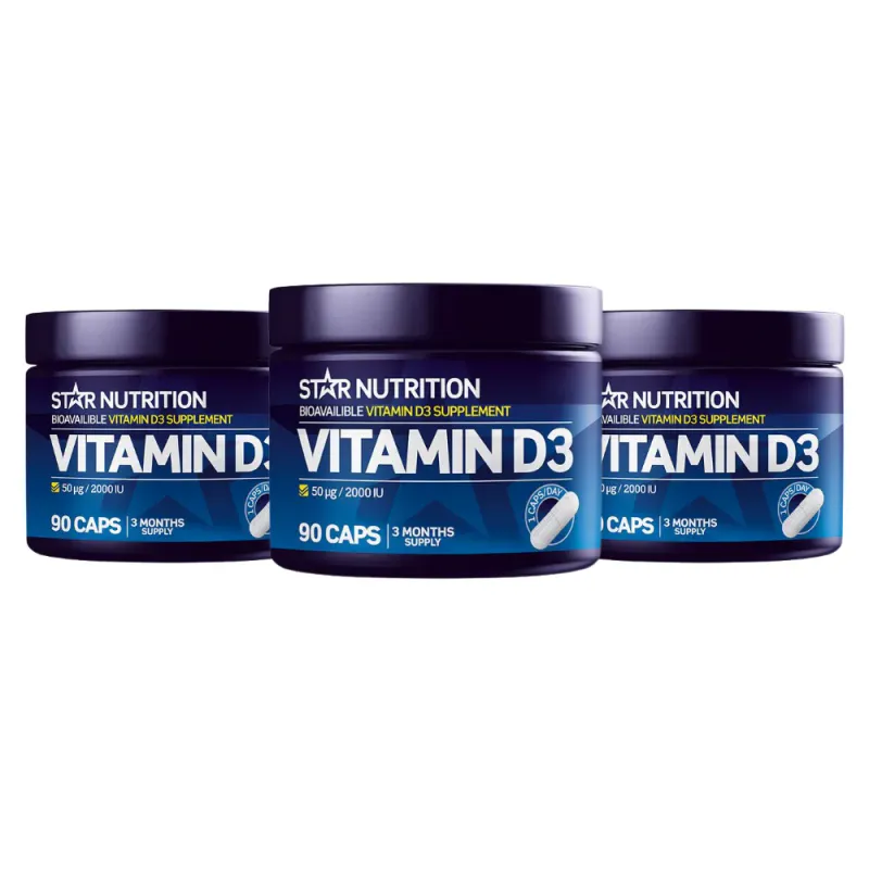 3 x Vitamin D3 2000IU. 90 kapsler