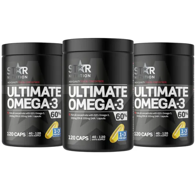 Hovedbilde 3 x Star Nutrition Ultimate Omega-3. 60%, 120 ...