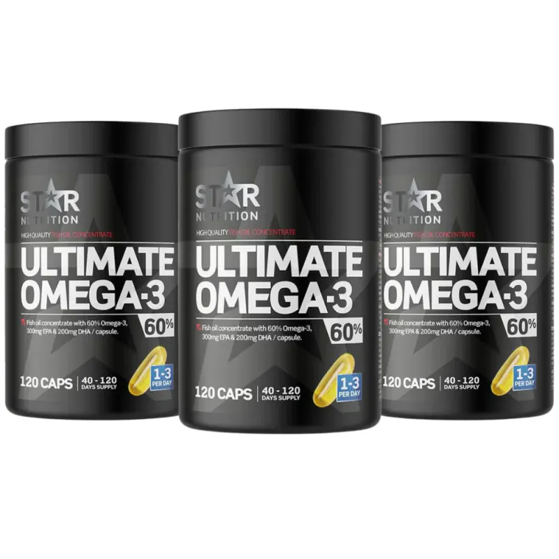 3 x Star Nutrition Ultimate Omega-3. 60%, 120 kapsler