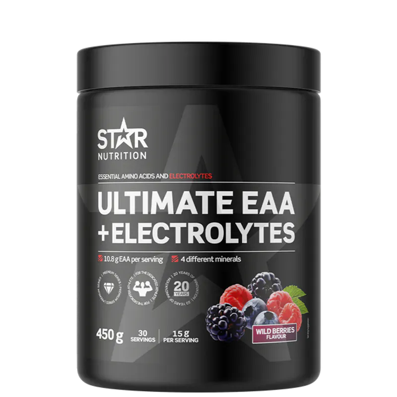 3 x 	Star Ultimate EAA + Electrolytes 450 gram, aminosyrer og elektrolytter
