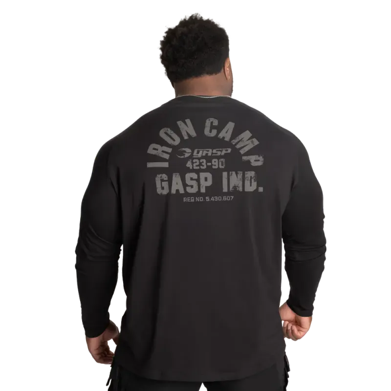Gasp Iron Camp Raglan LS, svart genser