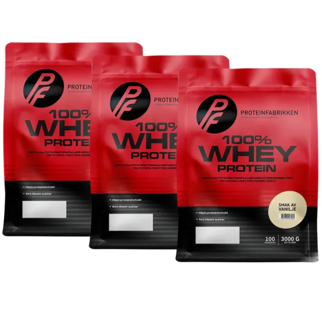 Hovedbilde 3 x Proteinfabrikken 100%  Whey Protein 3000 g