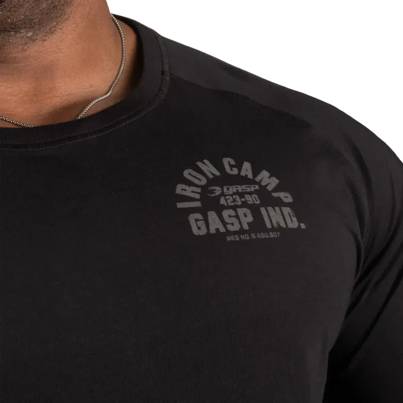 Gasp Iron Camp Raglan LS, svart genser