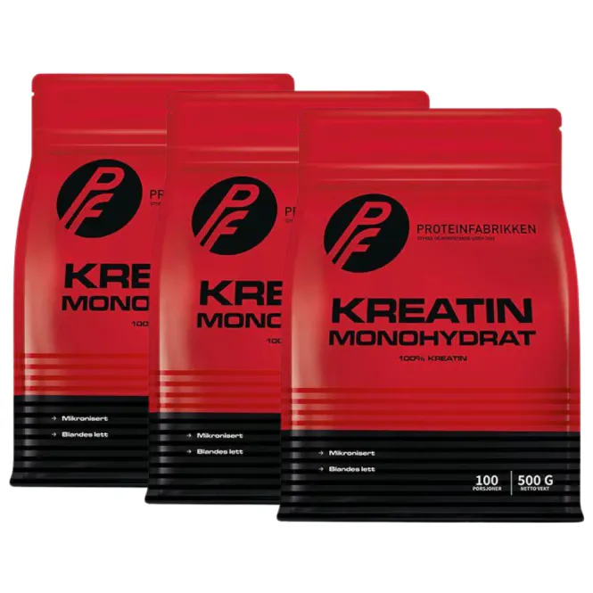 Hovedbilde 3 x Proteinfabrikken Kreatin Monohydrat, 500 g ...