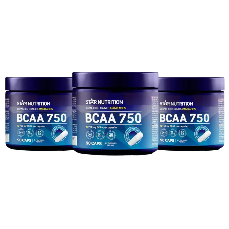 3 x Star BCAA 750, 90 kapsler